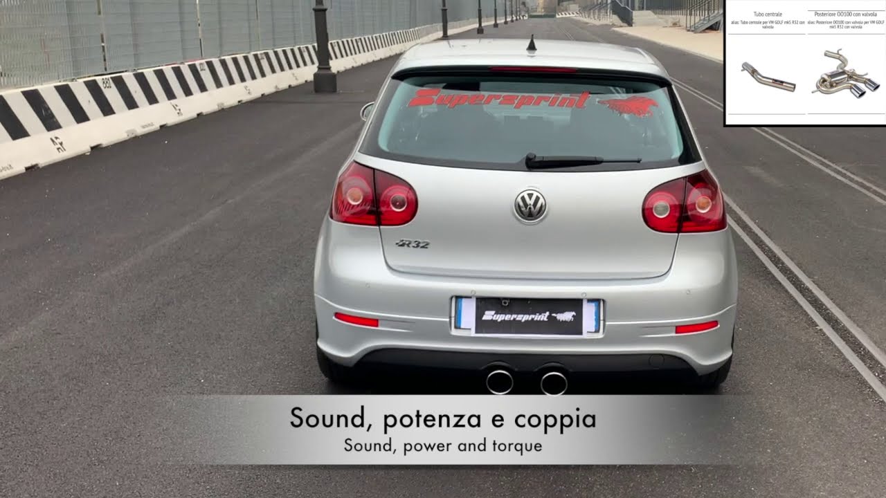 Golf V R32 stock exhaust VS Supersprint exhaust ( with resonator and without resonator)